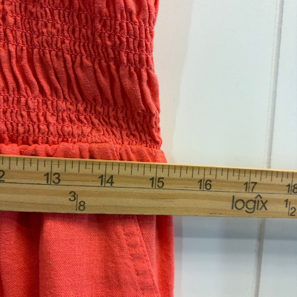 Universal Thread Boho Linen Blend Smocked Wide Leg Jumpsuit Womens Size M Summer - Picture 5 of 12